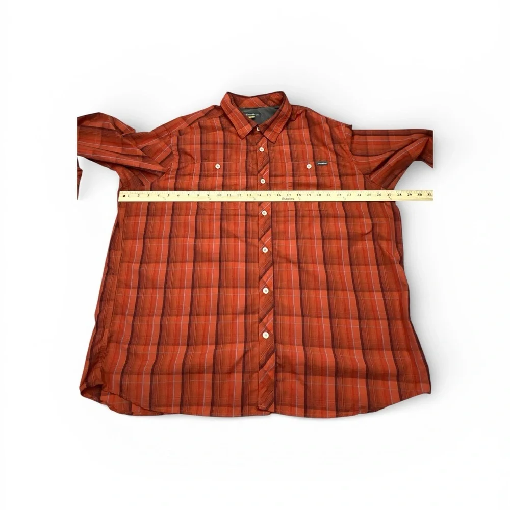 Eddie Bauer Men's Rust Plaid Button Down Shirt - Picture 4 of 7
